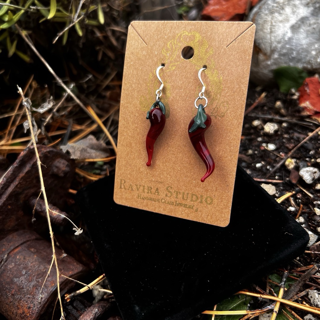 Glass Red Chile Earrings