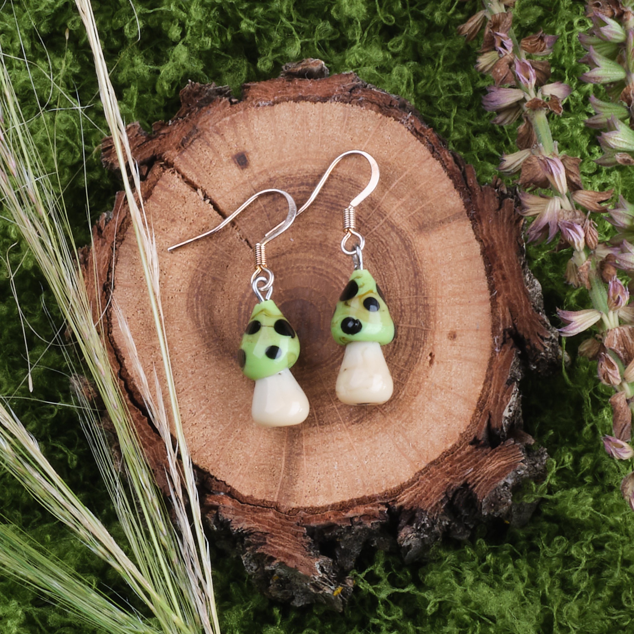 Mossy Toadstool Mushroom Earrings