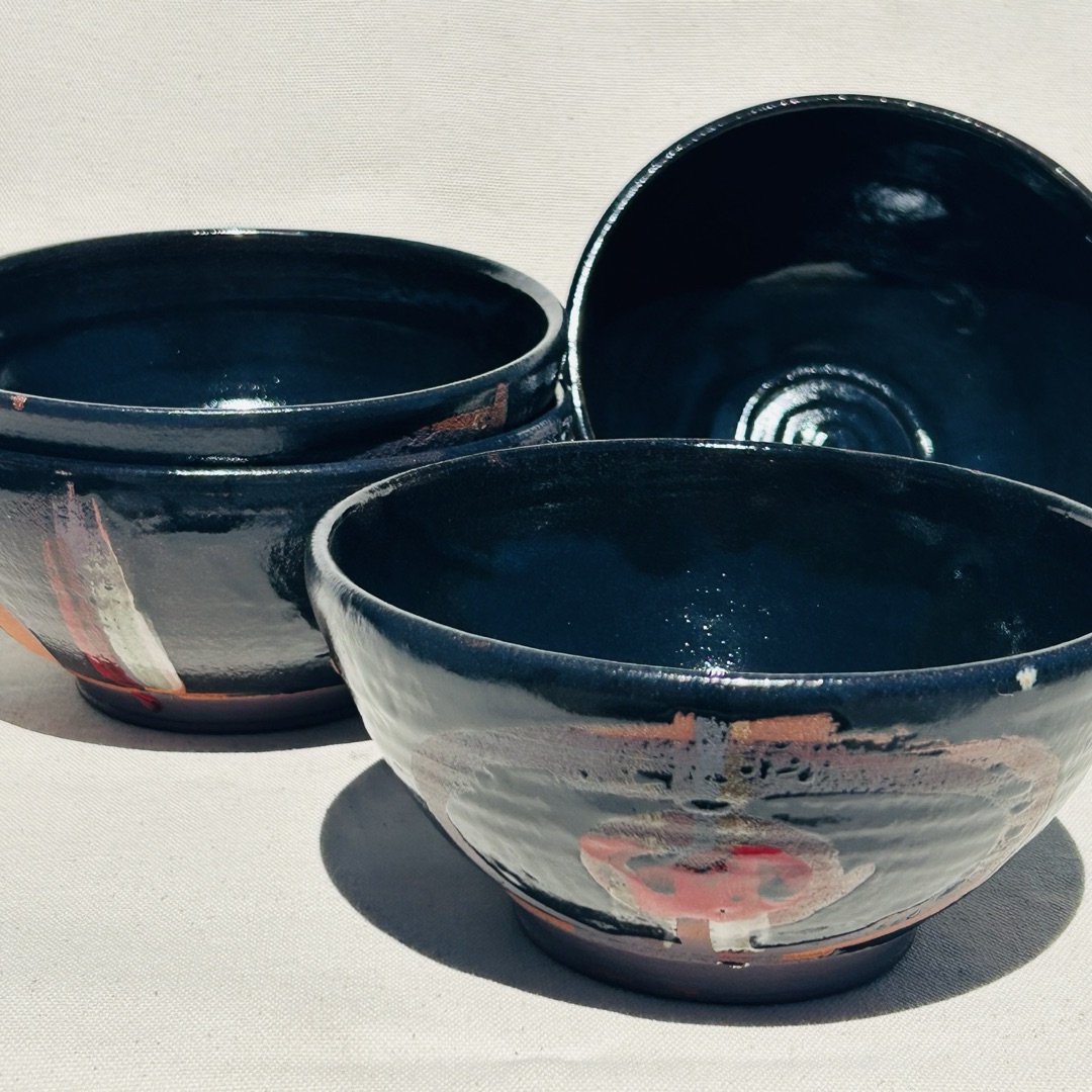 Black Salad/Dinner Bowl Set (4)